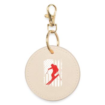 July 4 Ski USA - Round Keyring - oyster - Front