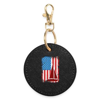 4th of July Sailing USA - Round Keyring - black - Front