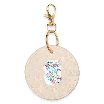 Blue and magnolias - Round Keyring - oyster - Front