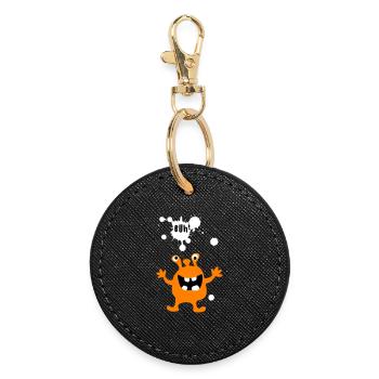 Monster Boo Zombie Comic Creature Kids Halloween - Round Keyring - black - Front