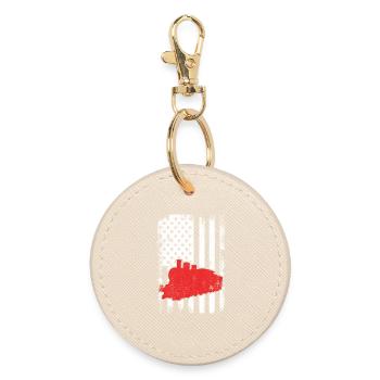 U.S. Patriotic Railroad Worker - Round Keyring - oyster - Front
