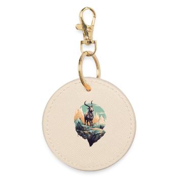 Mythical mountain goat on Flyerfelsen - Round Keyring - oyster - Front