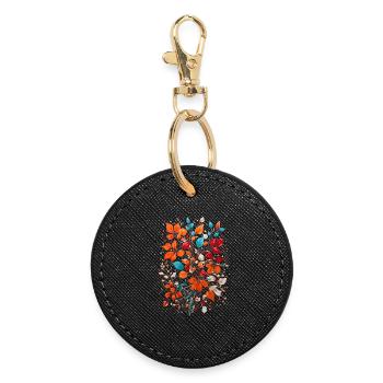 Fleurs aux noix - Porte-clés rond - noir - Devant