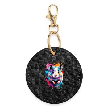 Hamsters Colorful - European Hamster, Golden Hamster, Rodent - Round Keyring - black - Front