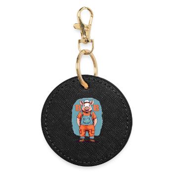 Bob the Building Pig - Round Keyring - black - Front