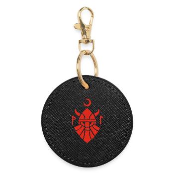 Rotes Wikinger-Krieger-Symbol - Runder Schlüsselanhänger - Schwarz - Vorne