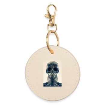 x-ray hipster skull - Round Keyring - oyster - Front