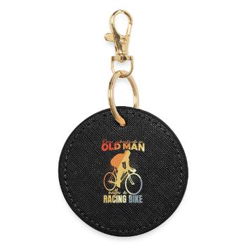Bicycle Grandpa - Round Keyring - black - Front