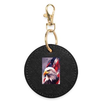 Bald Eagel - Patriotic - Round Keyring - black - Front