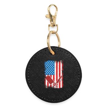 Boucher du drapeau des États-Unis - Porte-clés rond - noir - Devant