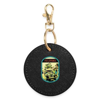 Colorful Jeepney: Living Symbol of the Philippines - Round Keyring - black - Front