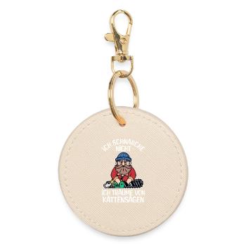 Lumberjack Statement Chainsaw Woodwork Wood - Round Keyring - oyster - Front