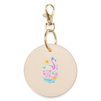 Flamingo Ananas Früchte - Runder Schlüsselanhänger - Auster - Vorne