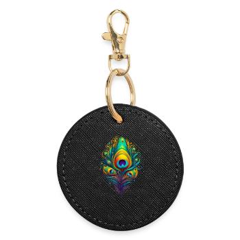 Plumes de paon plumes stylos - Porte-clés rond - noir - Devant