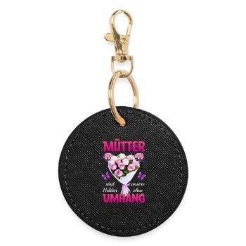 Mothers are our heroes - Round Keyring - black - Front