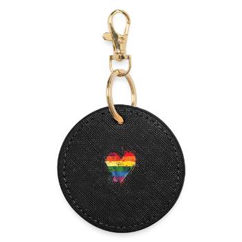 Abstraktes Regenbogenherz mit Tintenspritzern - Pride - Runder Schlüsselanhänger - Schwarz - Vorne