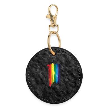 Dezentes und cooles tropfendes Pride-Flaggen-Regenbogen-Design - Runder Schlüsselanhänger - Schwarz - Vorne