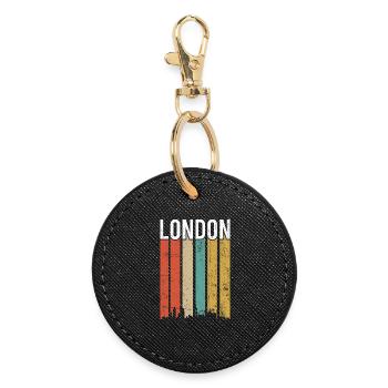 London Skyline Streifen - Runder Schlüsselanhänger - Schwarz - Vorne
