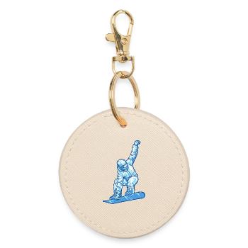 Skiing Winter Sports Ice Hockey Winter Skiers - Round Keyring - oyster - Front