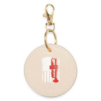 Trumpet USA Flag - Round Keyring - oyster - Front