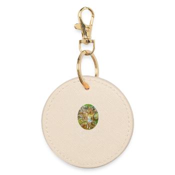 Fille dans l’arbre de la sagesse, chêne, forêt, miroir - Porte-clés rond - huître - Devant