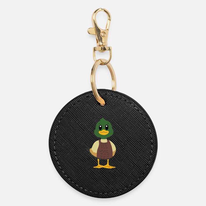 Duck Mallard - Round Keyring - black