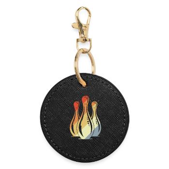 Bowling Graphic Retro Look - Round Keyring - black - Front