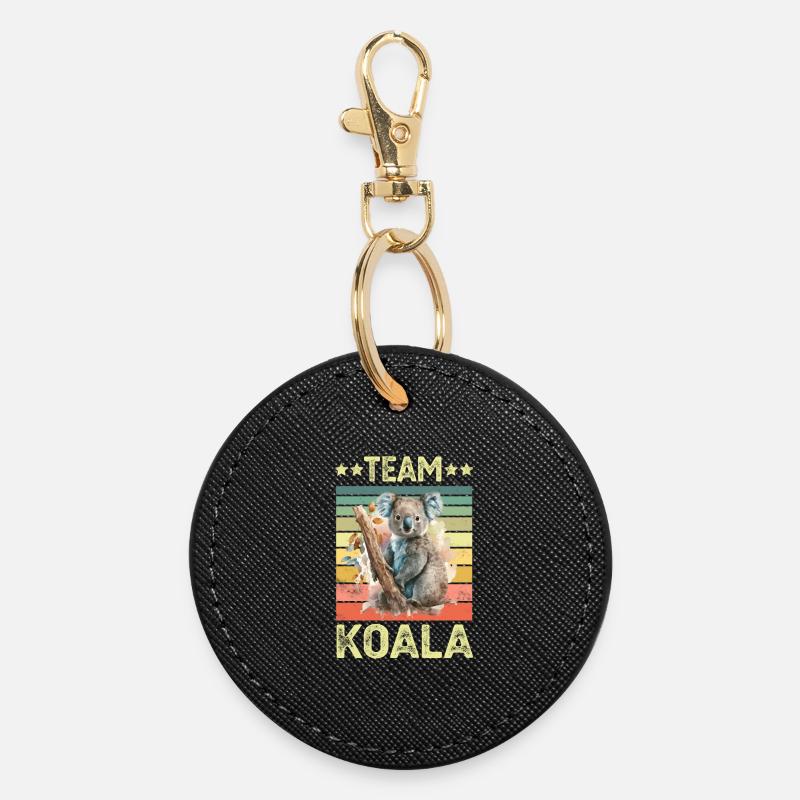 Koala Koalabär - Runder Schlüsselanhänger - Schwarz