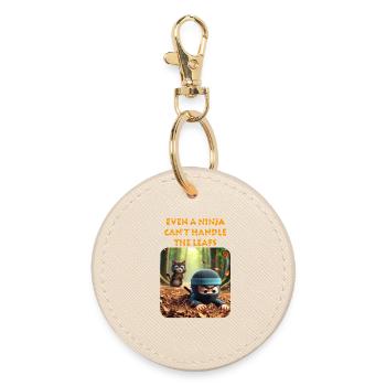 Animated Ninja and Cat Forest Adventure - Round Keyring - oyster - Front