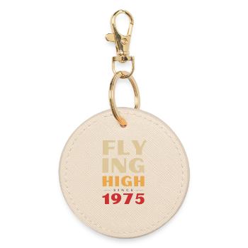 Hoch hinaus seit 1975 - Runder Schlüsselanhänger - Auster - Vorne