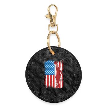 Pom-pom girl patriotique des États-Unis - Porte-clés rond - noir - Devant