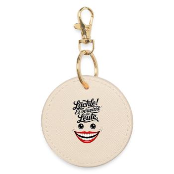 Always smiling - Round Keyring - oyster - Front