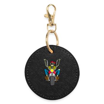 Skeleton biker - Round Keyring - black - Front