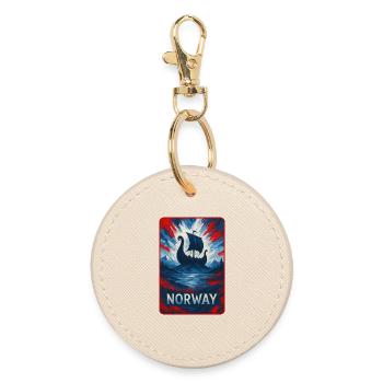 Norvège Paysage Drapeaux Design - Porte-clés rond - huître - Devant