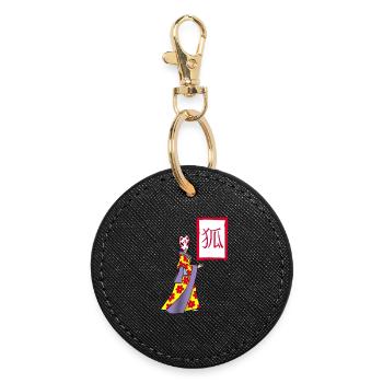 Fox Kitsune manga - Round Keyring - black - Front
