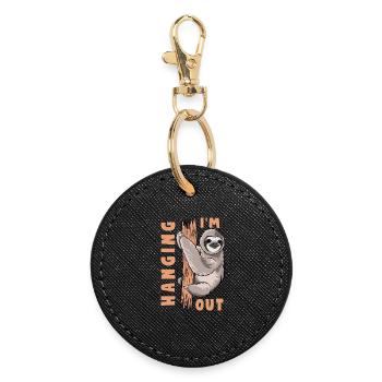 Ludique paresseux jungle citation Im out Hanging sloth - Porte-clés rond - noir - Devant