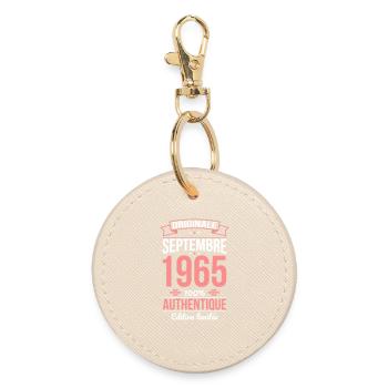 60th Birthday - Original - August 1965 - Round Keyring - oyster - Front