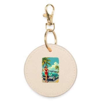 Retro Glamour & Muscle Car R01 - Round Keyring - oyster - Front