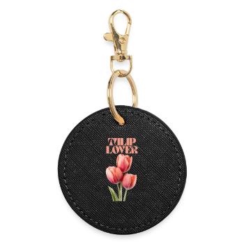 Tulip Lover Floral Fashion Design - Round Keyring - black - Front
