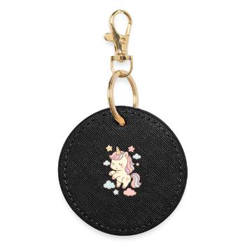 Belle illustration de licorne avec motif pastel - Porte-clés rond - noir - Devant