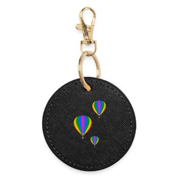 Flying Hot Air Balloons - Round Keyring - black - Front