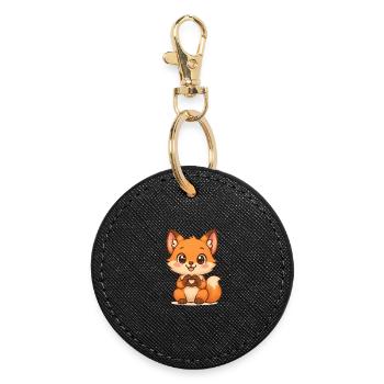 Kuscheliger Fuchs mit Herzform - Runder Schlüsselanhänger - Schwarz - Vorne