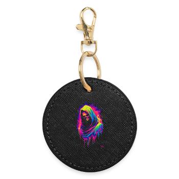 Neon Grim Reaper - Round Keyring - black - Front