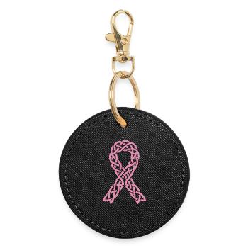 Ruban Anticancer Celtique Rose  - Porte-clés rond - noir - Devant