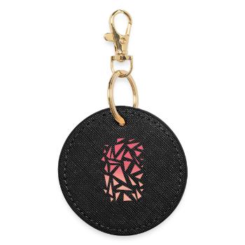Motif triangulaire - Dégradé rose - Porte-clés rond - noir - Devant