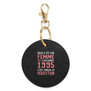30 Years Anniversary - Born in December 1995 - Round Keyring - black - Front