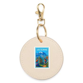 Mountain Biking in the Écrins - Round Keyring - oyster - Front