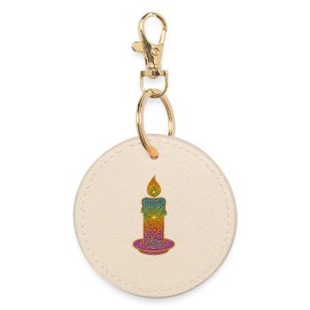 Glitter Candle Gradient Ornament - Round Keyring - oyster - Front