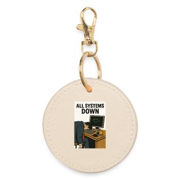 All Systems Down  IT Humor Karikatur  - Runder Schlüsselanhänger - Auster - Vorne