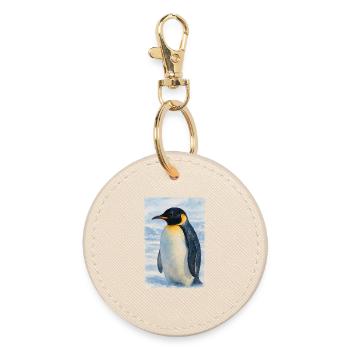 Aquarelle Pingouin au bord de la mer - Porte-clés rond - huître - Devant